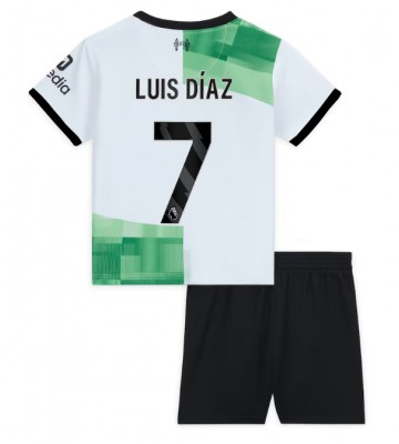 Liverpool Luis Diaz #7 Replica Away Stadium Kit for Kids 2023-24 Short Sleeve (+ pants)